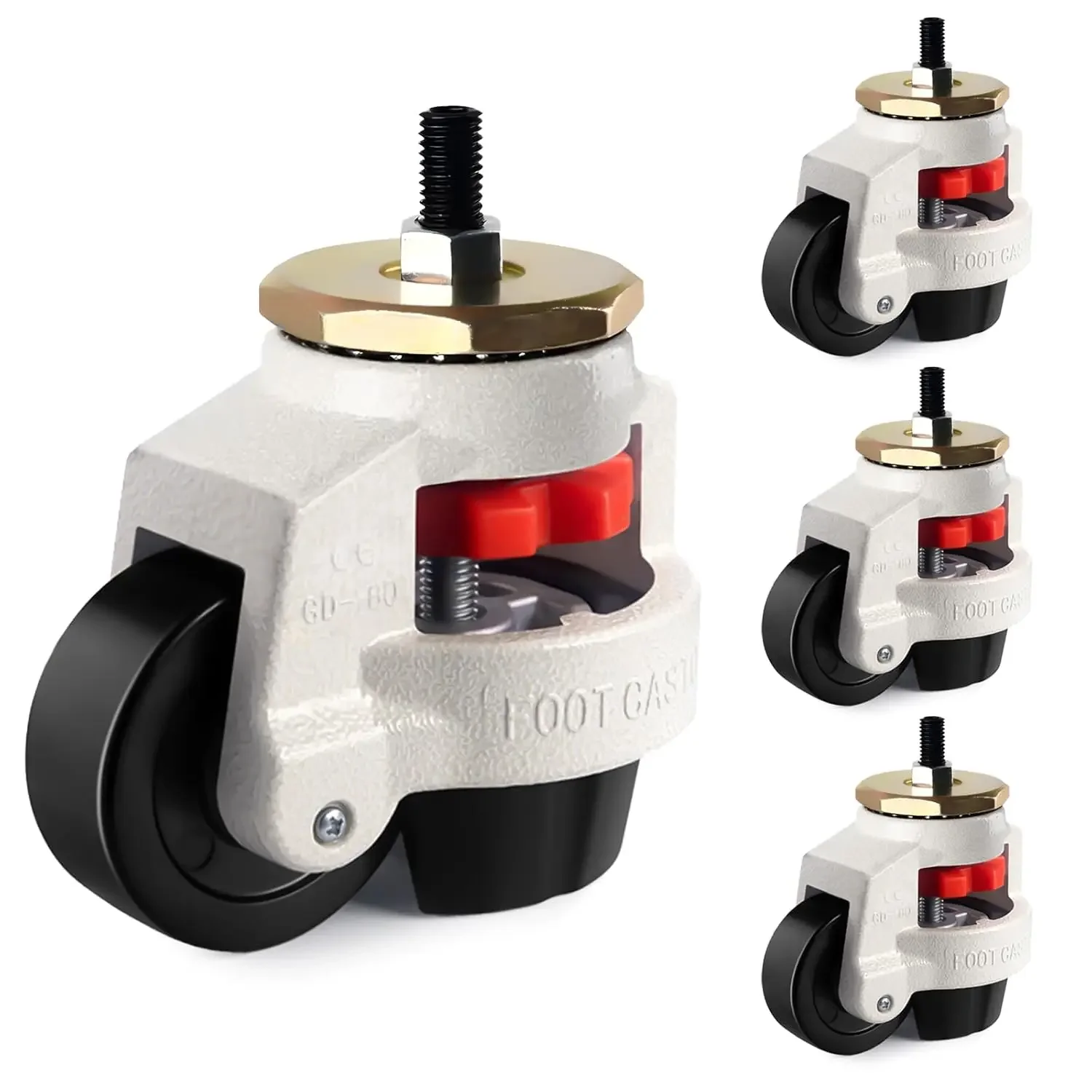 4Pcs Retractable Leveling Machine Casters- 60S/80S/100S With Bolts Premium Quality Heavy Duty Machine Retractable Casters