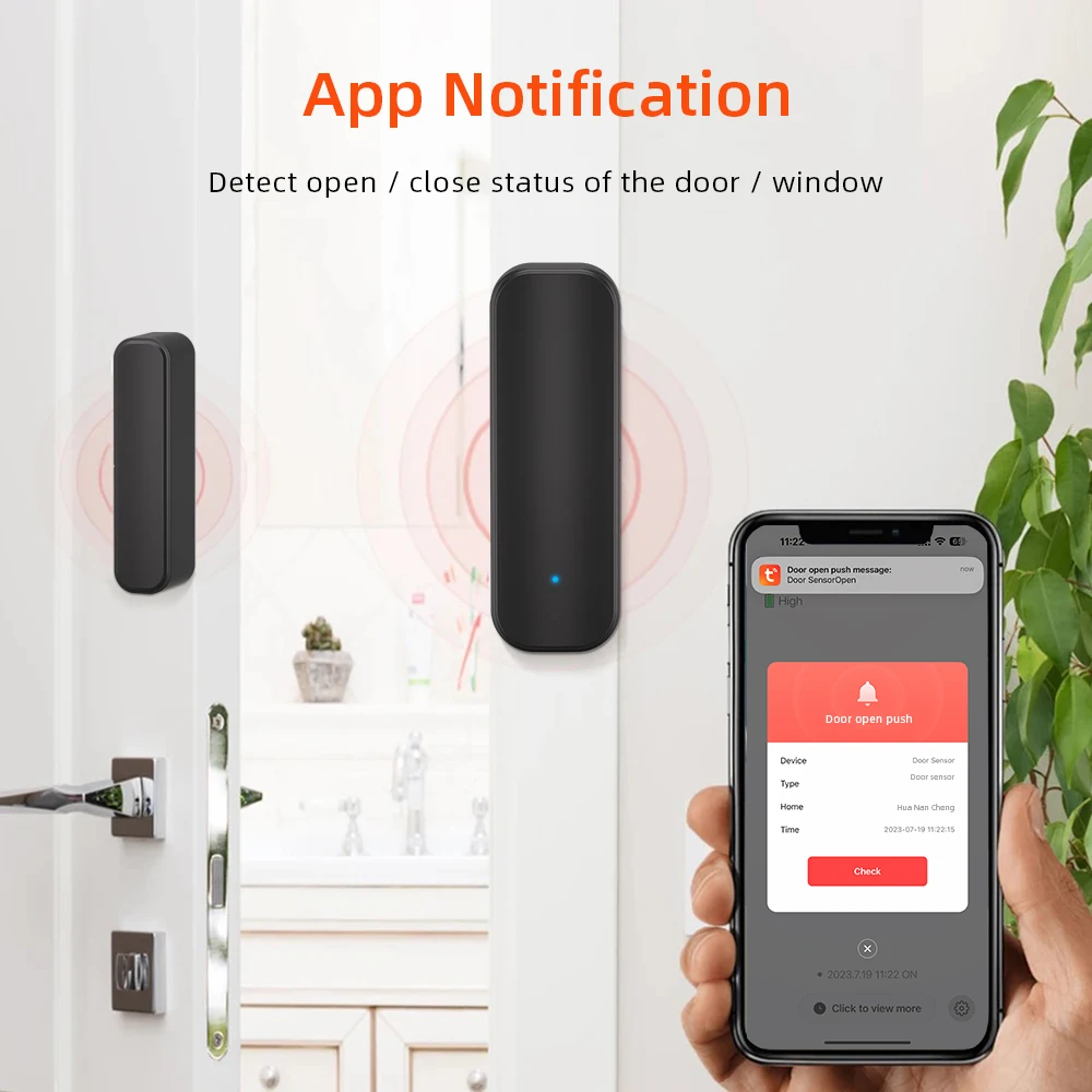 Tuya WiFi or ZigBee Door Window Sensor Smart Home Wireless Door Open Close Detectors APP Remote Alarm Home