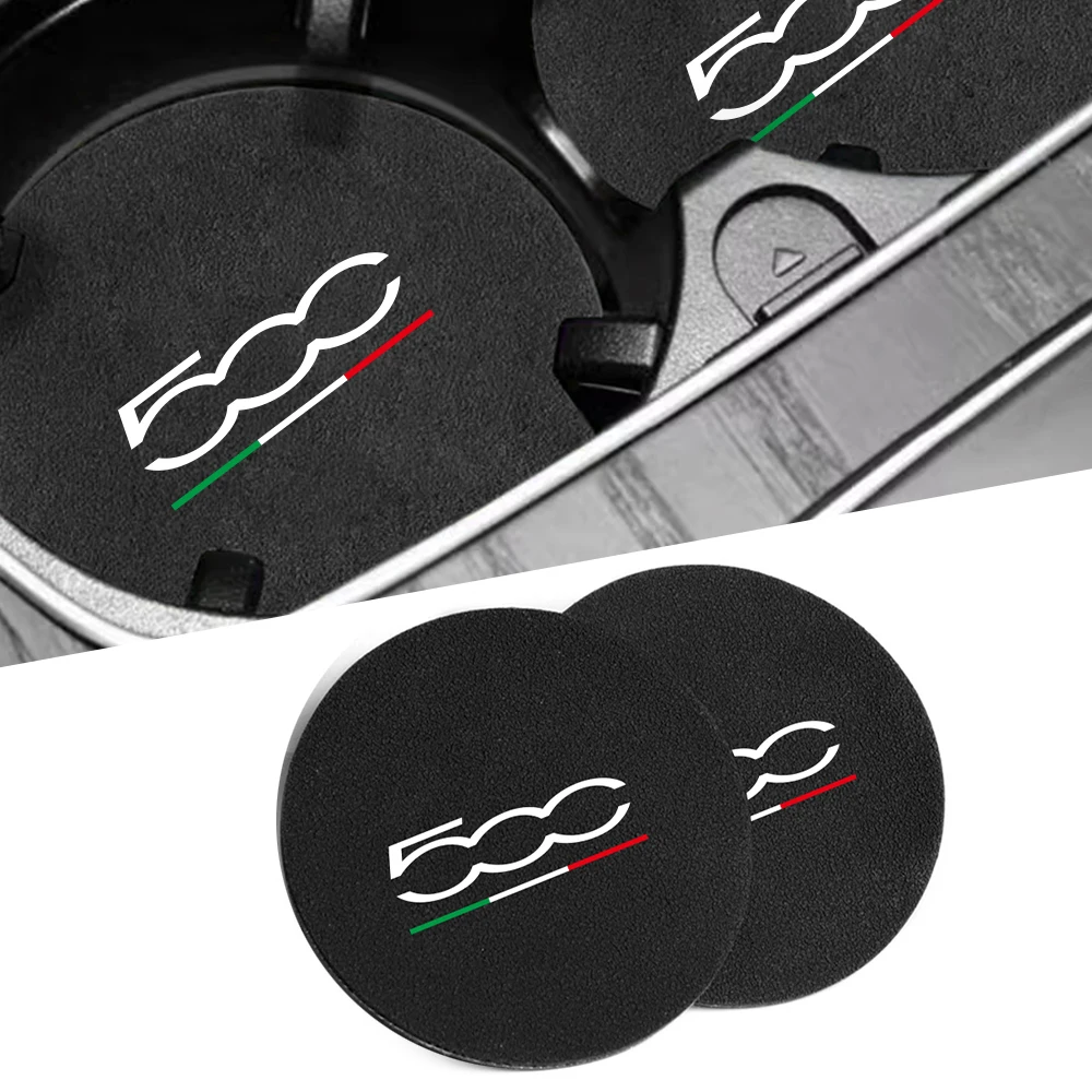 2pcs For Fiat Abarth 500 Abarth 595 abarth 124 High Quality Non-slip Durable Car Auto Water Cup Slot Non-Slip Mat Pad