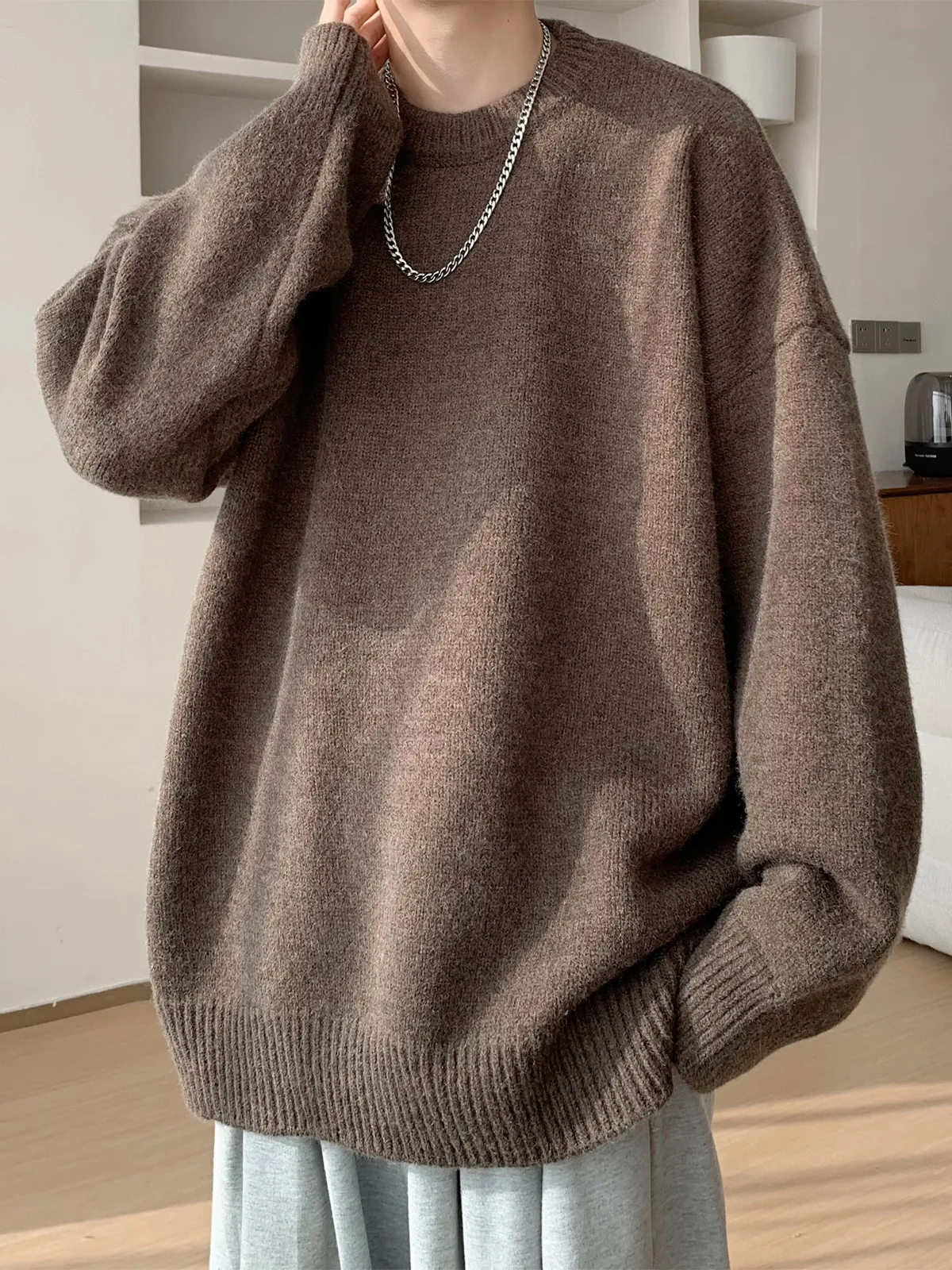

Teen Boy Winter Knitted Sweater Comfortable Fit Long Sve round Ne Color Casual Faionable Youth M Top