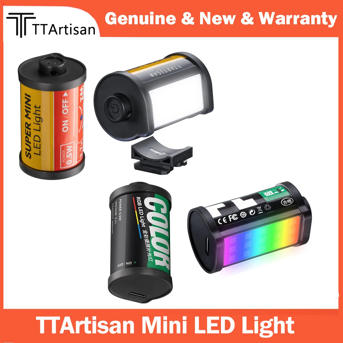 TTARTISAN Fill Light Video Light Magnetic Mount Reteo Film Style Mini LED Light 0.5W 3000/4500/6000K CRI 95+ 300mAh Cold Shoe