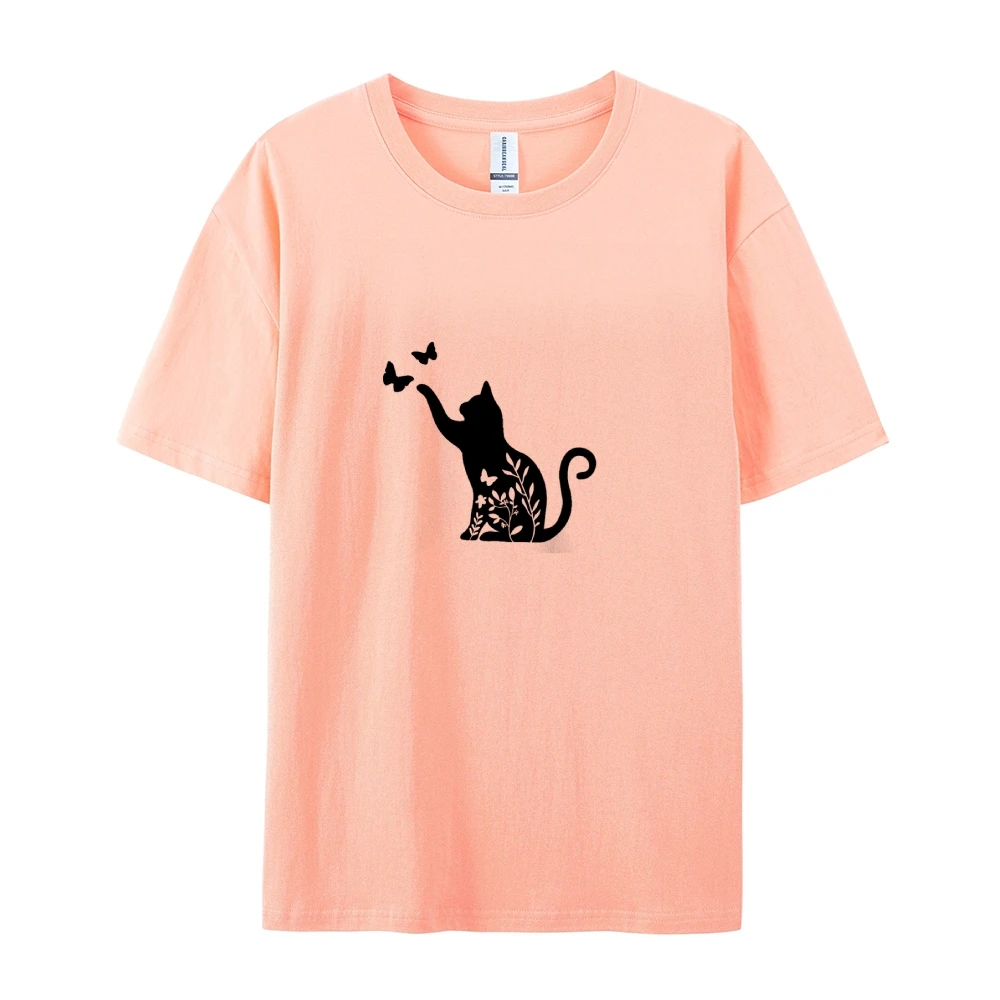 Cute Cat print, Butterfly print, Y2K, Berserk Short T-shirt, Short sleeve, all cotton, Double sided, Ladies, holiday wear, S-4XL