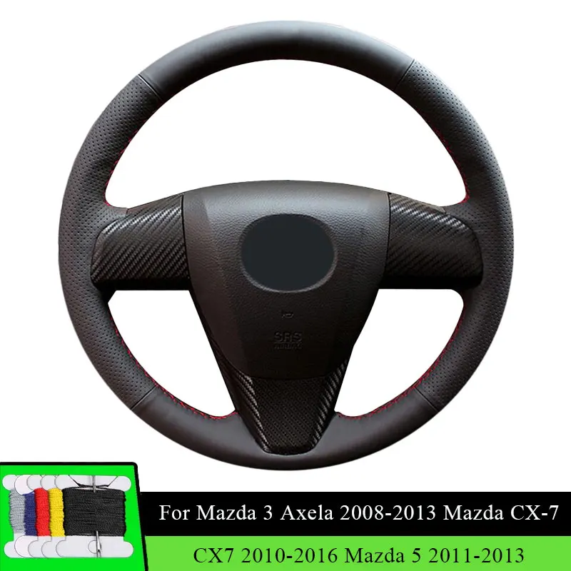 

Scratch-Resistant Car Steering Wheel Cover Microfiber Leather For Mazda 3 Axela CX-7 CX7 Mazda5 Non-Slip Grip Auto Steering Wrap