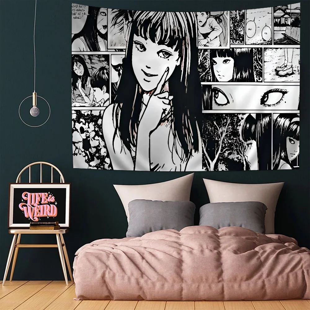 Japan Anime Junji Ito Cartoon Tapestry Art Science Fiction Room Home Decor Wall Hanging Sheets