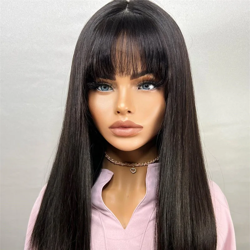 Wigs Women Futura Daily Use Soft Lace Front Wig with Bangs Glueless 22inchs Long WEar and Go Synthetic High Quality Wig Top Sale