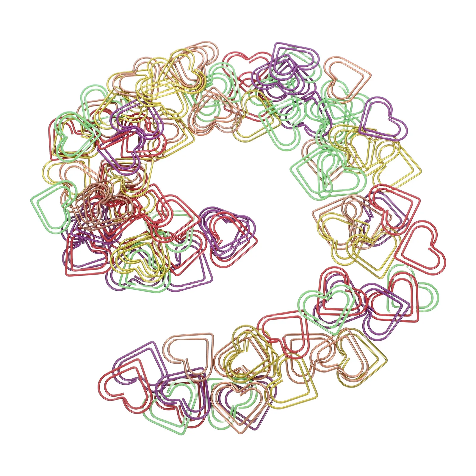 

100Pcs Colorful Heart Shaped Paper Clips Cute Metal Office School Home Organizer Decorative Journals Notebooks Supplies