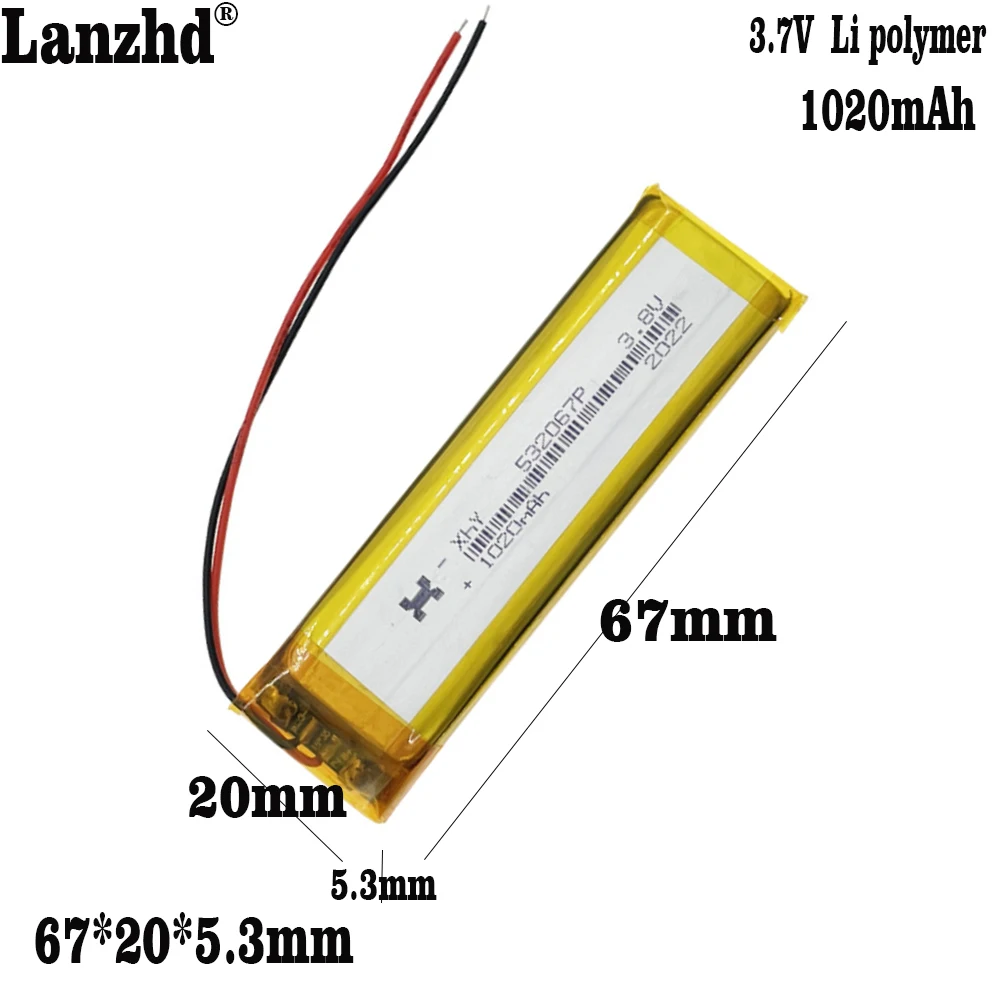 

1-12pcs Li Lithium polymer battery 532067 For point reading pen battery cabinet light LED kitchen cabinet Closet light