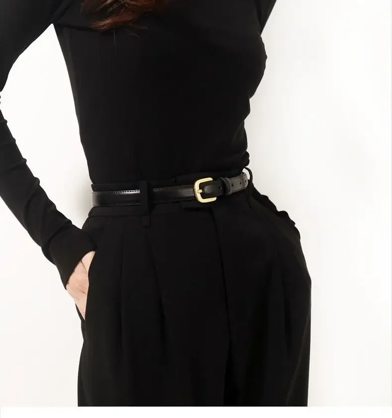 New Fashion Hundred with Jeans Belt Female Simple Korean Version of The Senior Sense of Tide Ins Wind Trouser Belt Black