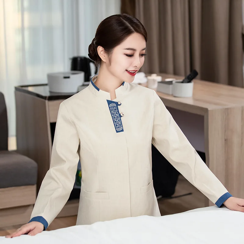 

Work Clothes Women's Long-Sleeved Workwear Hotel Room Aunt Cleaning Service Uniform Autumn and Winter Clothing PA House