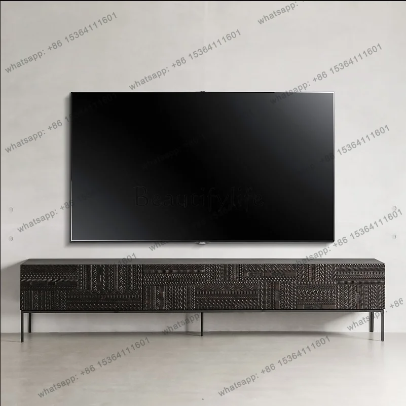 

Nordic paint TV special-shaped door panel creative cabinet light luxury paint Belgian style cabinet original