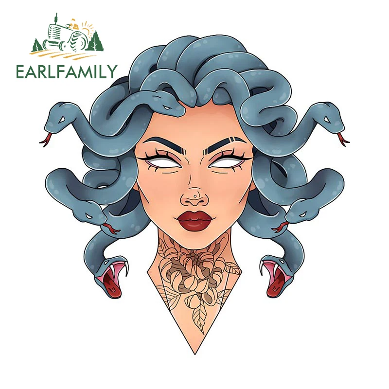 EARLFAMILY 13cm for Medusa Car Stickers Surfboard Vinyl Motorcycle Decal Waterproof Car Accessories Sunscreen Campervan Decals
