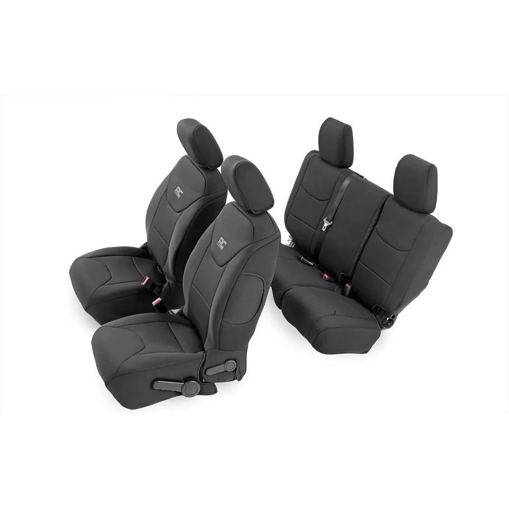 

Прочные водонепроницаемые неопреновые чехлы на сиденья с защитой от ультрафиолета для 4-дверных моделей Jeep Wrangler JK 2013-2018 — с мягкой подкладкой спереди и сзади