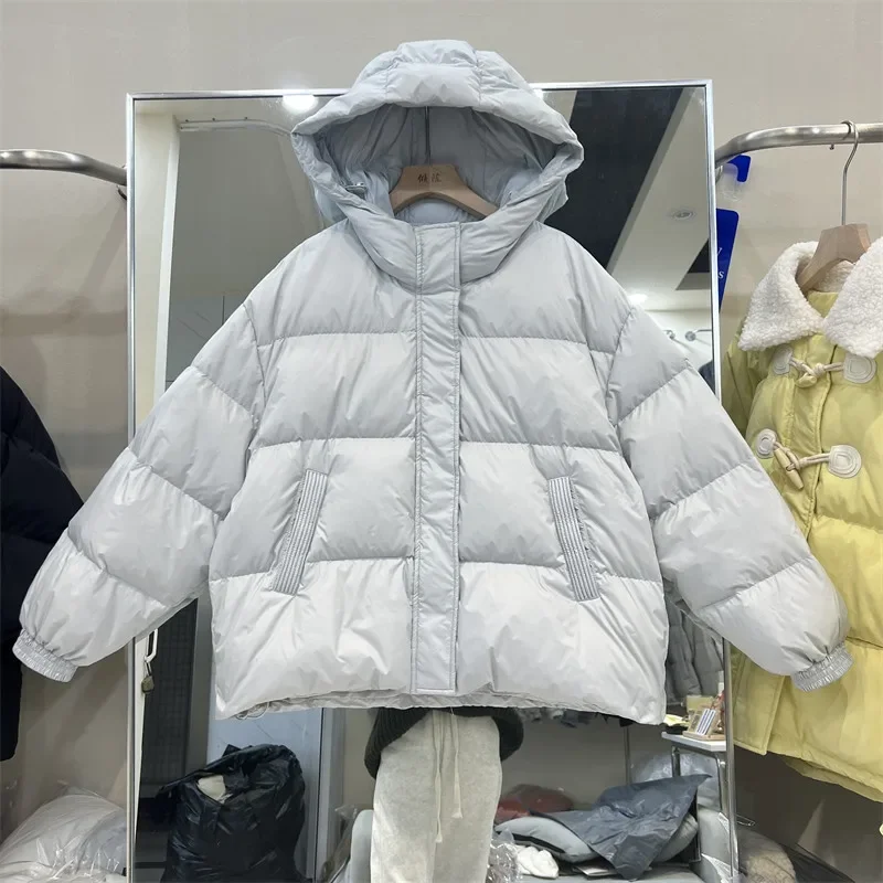 軽量ダウンジャケット フード付き 暖かい ゆったり ダックダウンコート 厚手 秋冬 アウトドア ファッション カジュアル レディースコート トップス パファージャケット