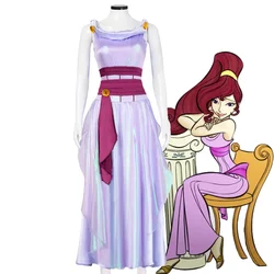 Movie Megara Meg Princess Clothes Cosplay Costume Women Purple Dress Uniform Halloween Carnival Party Outfit