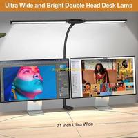  LED Desk Lamp With Double Gooseneck Arms, 360°Flexible Clip On Table Light, 10 Level Brightness For Reading And Work