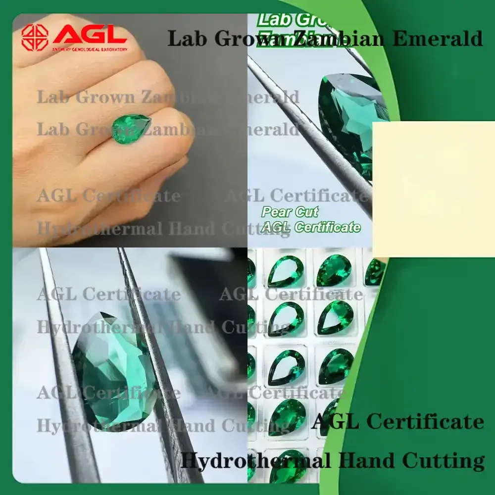 

Lab Grown Zambian Emeralds Pear Cut Hydrothermal for Jewelry Making Rings Settings Pendants Necklaces Bracelets Cabochons