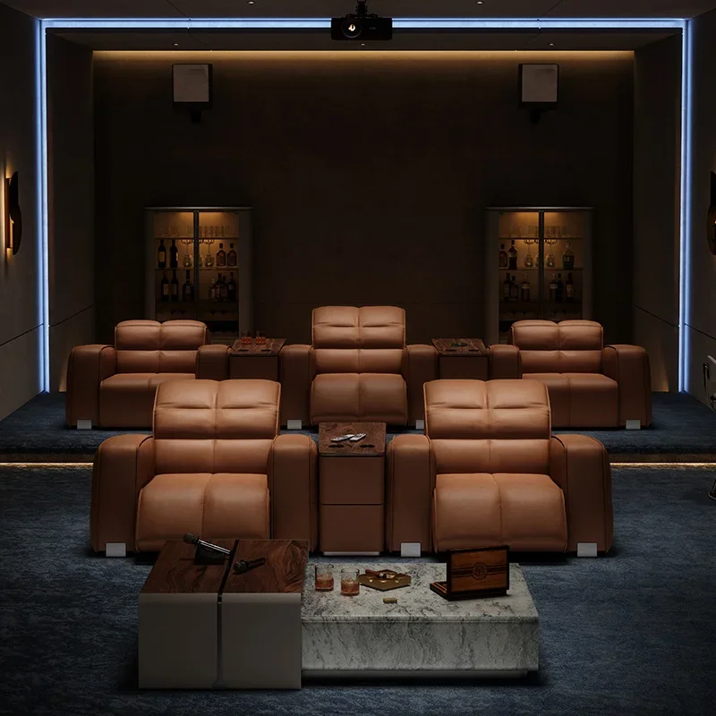 Living room furniture Electric functional sofa Light luxury sofa Villa home theater sofa