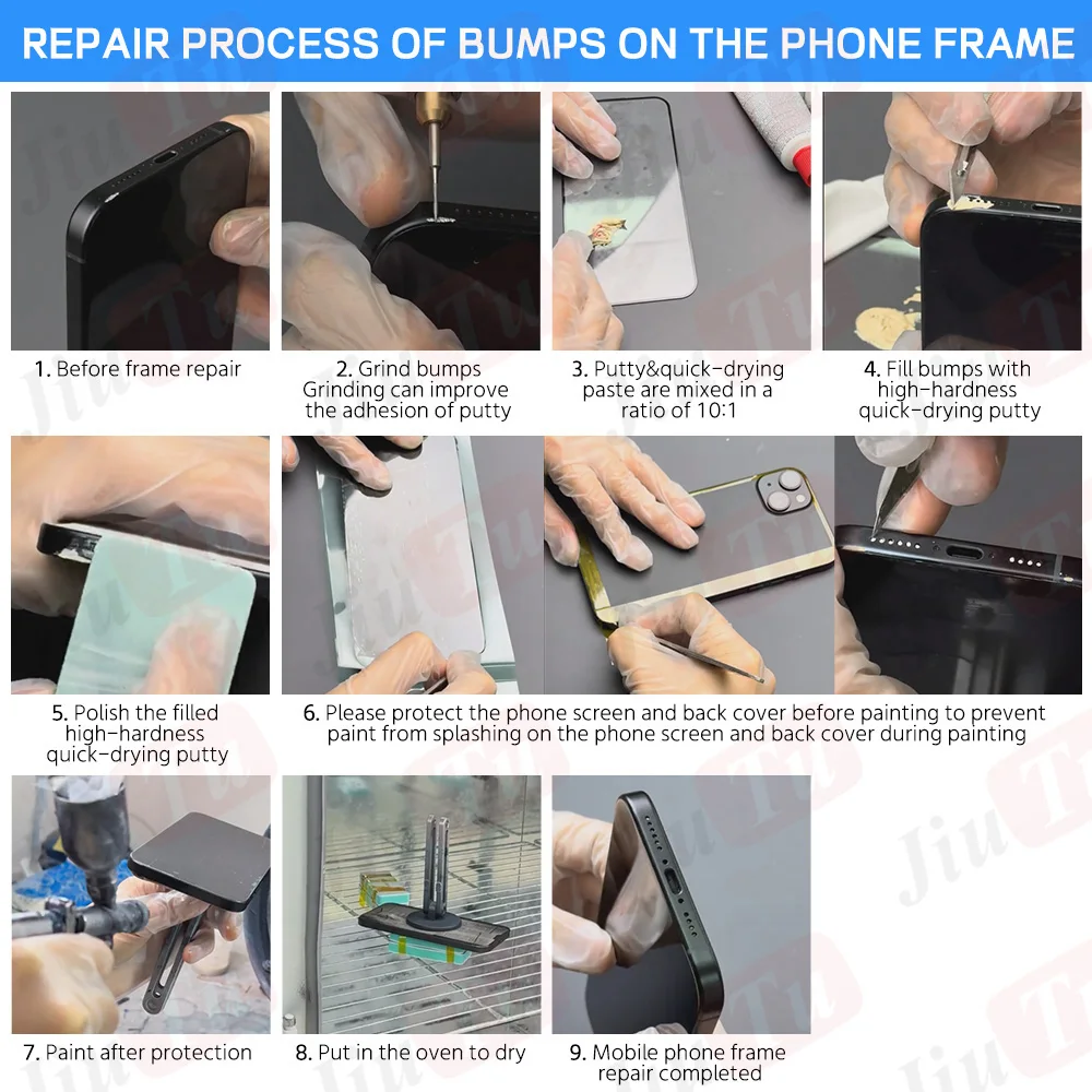 

Mobile Phone Bezel Frame Scratch Repair Kit For Silver And Color Frame Polishing and Repaint Refurbishment