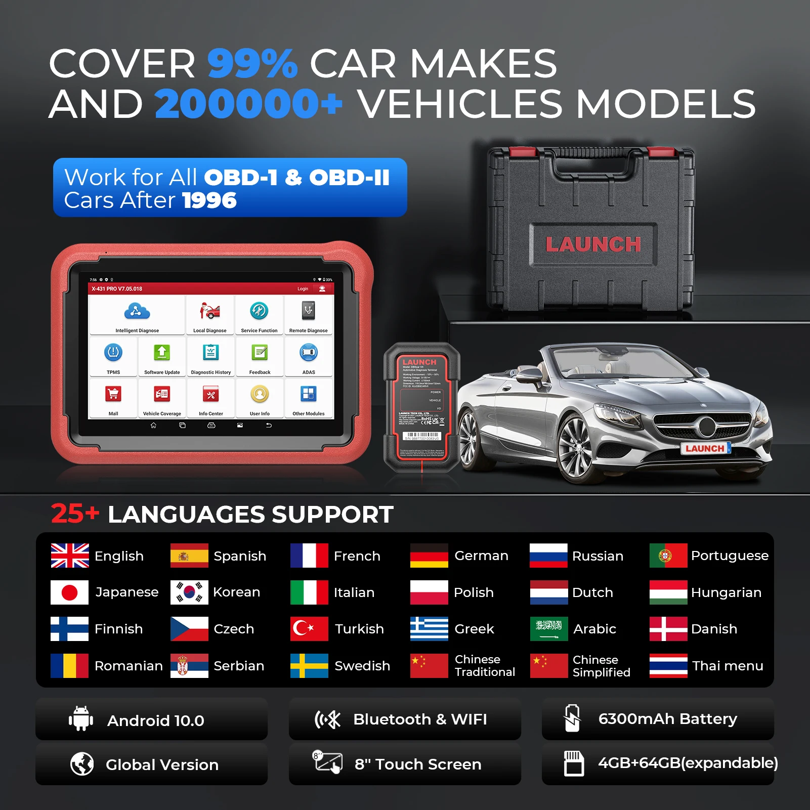 إطلاق X431 PROS V 5.0 أدوات التشخيص Obd2 ماسح ضوئي للسيارة PRO V جميع أدوات تشخيص السيارات ECU الترميز 2024 نسخة جديدة