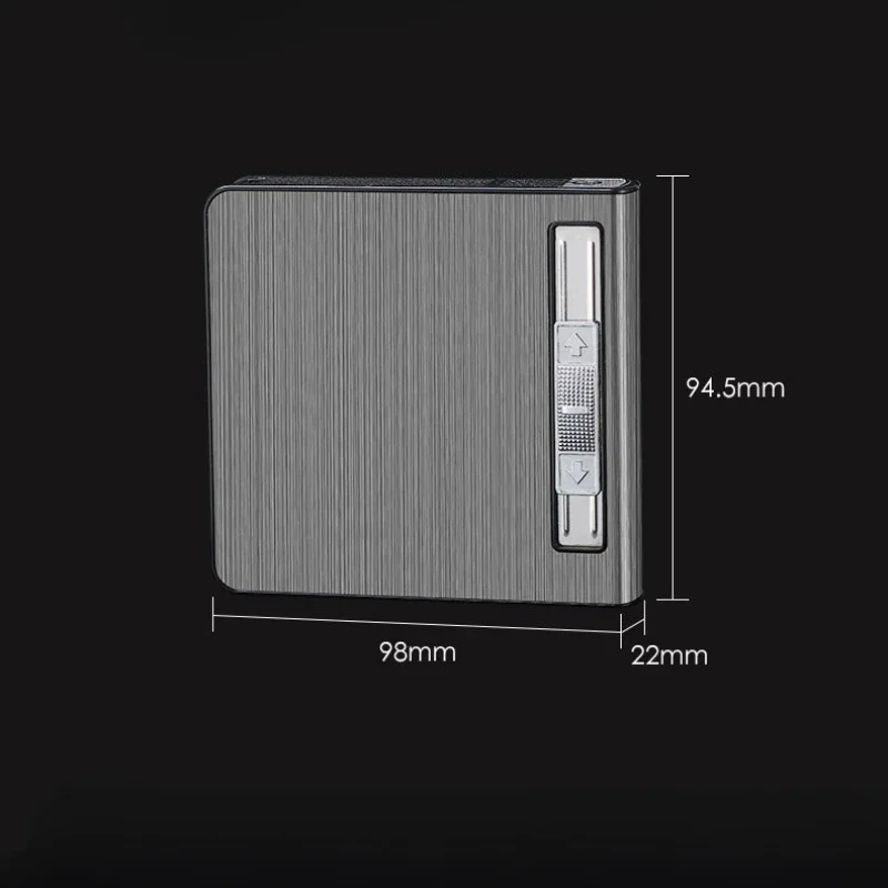 2024 Automatic Pop-Up Cigarette Case with Inflatable Lighter Holds 20 Cigarettes Anti-Pressure Metal Cigarette Case Gift for Men