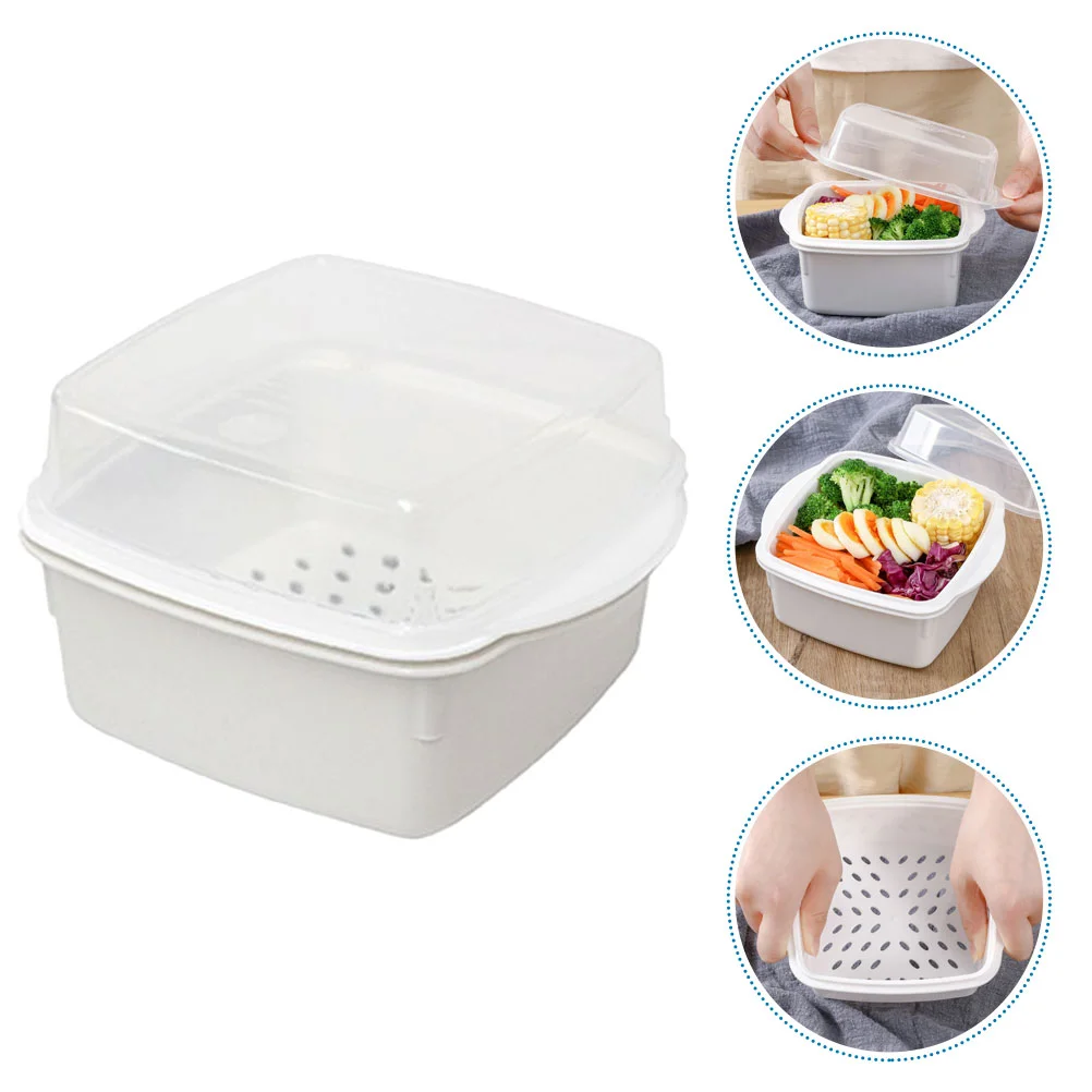 Microwave Vegetable Steamer Box Double Layer Plastic Steamer Kitchen Steaming Case With Lid for Cooking Supply Daily Use