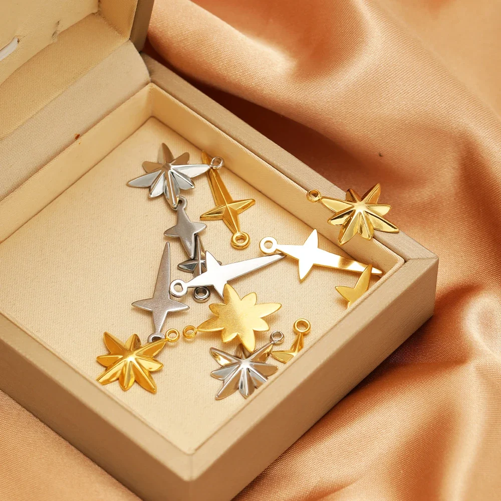 5pcs/lot Stainless Steel Cross Star Charms Classic Gold Color Pendants for DIY Jewelry Making Bracelet Earrings Materials Bulk - Image 6