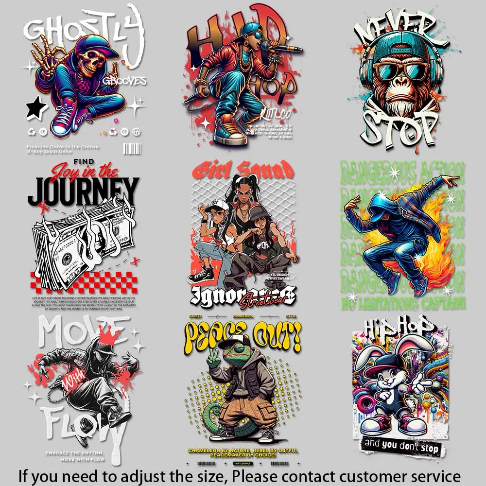 Ilustración de rapero de Hip Hop para mujer, ropa de arte callejero Fatale, parches termoadhesivos, creaciones coloridas, decoración DIY