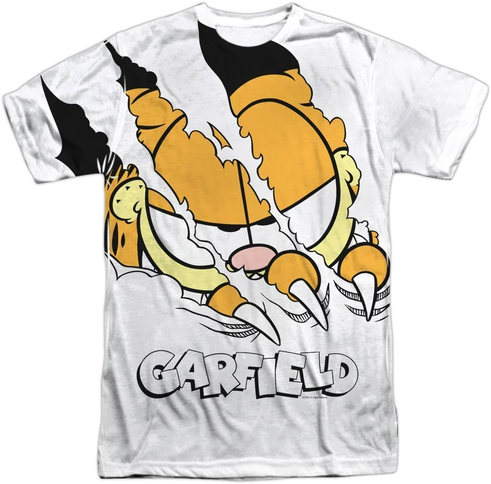 MINISO Garfield T-Shirts Classic Cartoon 3D Printed Shirts For Men Women Round Neck Short Sleeve Comfortable Breathable Tops