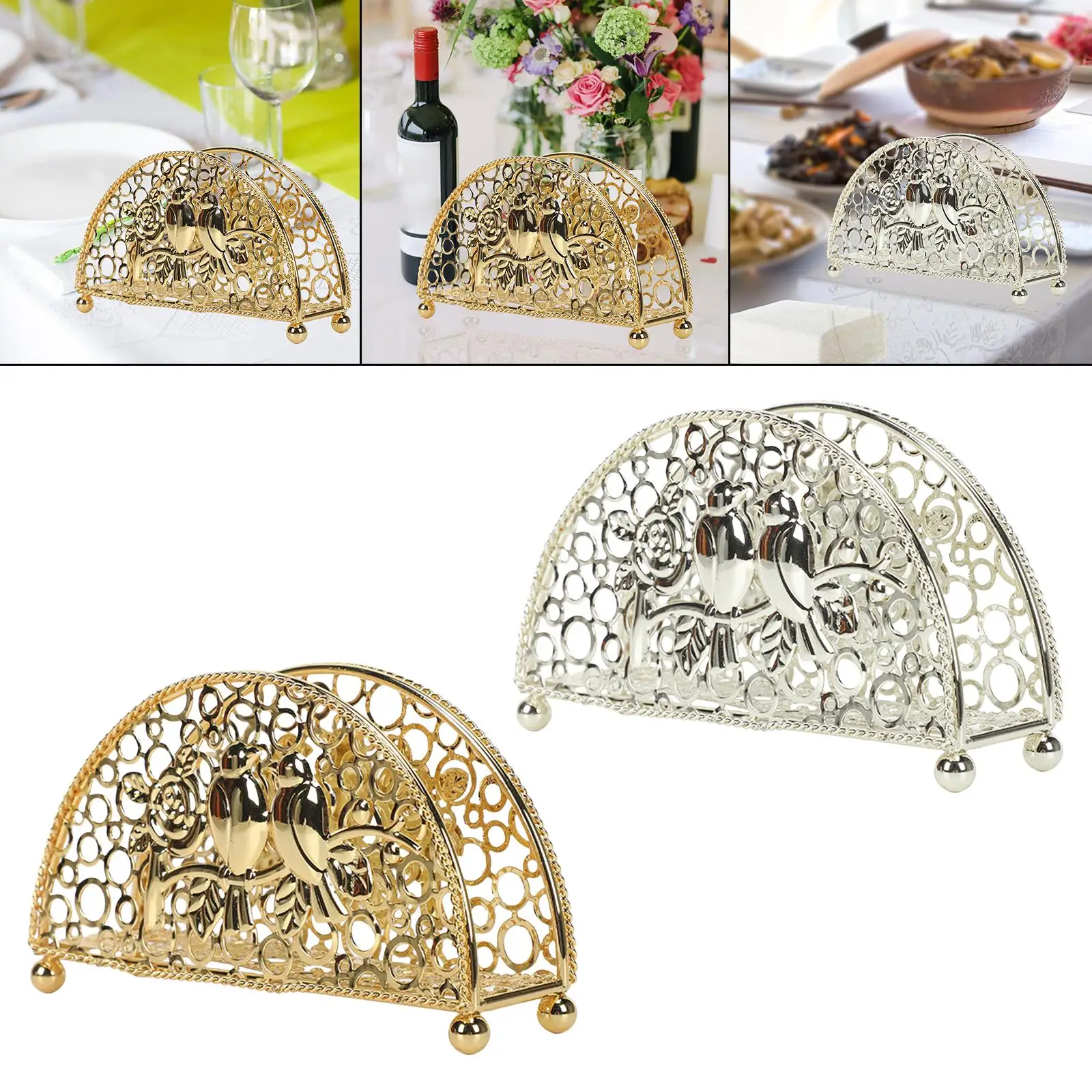 Metal Iron Napkin Holder, Tissue Paper Organizer Stand ,Stable Free Standing Hollow Paper Storage Rack for Home