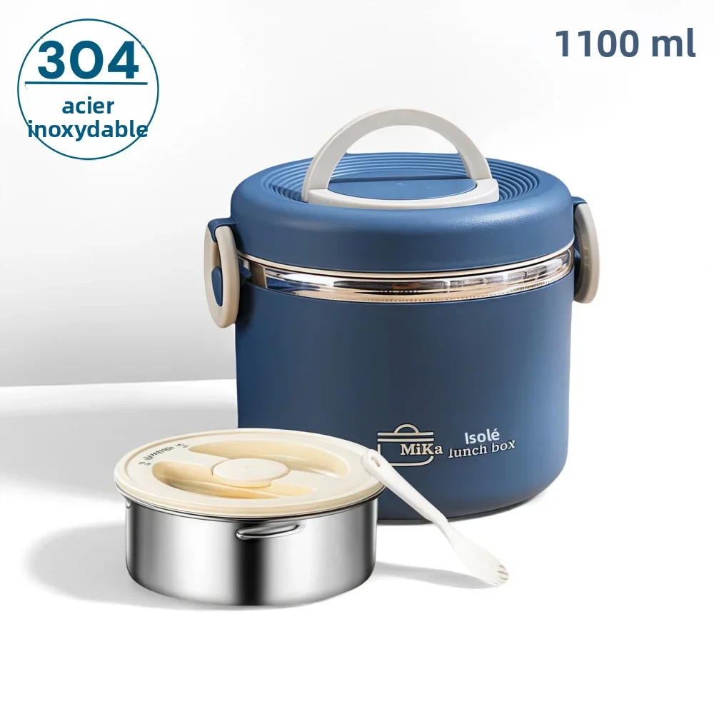 Boîte à déjeuner en acier inoxydable 304, pot alimentaire thermique à Double paroi à 2 couches, boîte à Bento isolée, récipient à déjeuner étanche avec sac à déjeuner