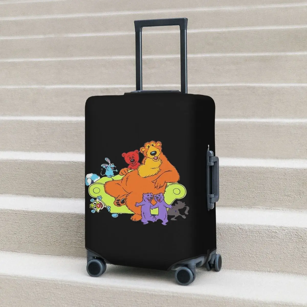 

Family Bear In The Big Blue House 90 Tutter Suitcase Cover Protection Elastic Trip Luggage Protector Covers for 18-32 Inch