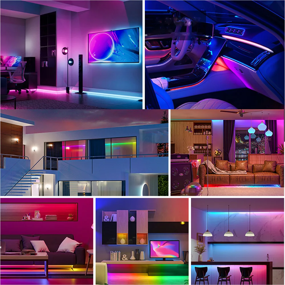 WS2812 COB 240D With USB 28Keys Bluetooth Smart RGB COB Strip Controller APP Control 720LEDs/m Sound-Activated Music Mode 5V LED