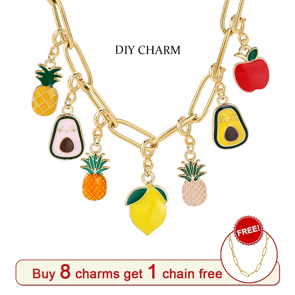 

Y2k Muticolor Fruit Charm Pendant For Women Exqusite Cute Lemon Avocado Jeweley DIY Making Necklace Gift Accessories Wholesale