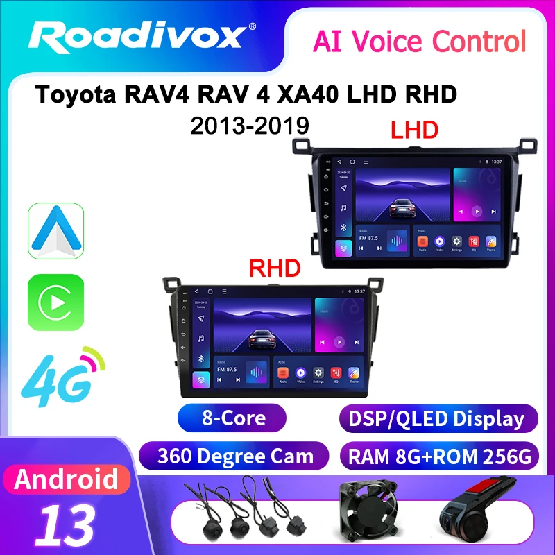 

Автомагнитола roadivox Android для Toyota RAV4 RAV 4 XA40 LHD RHD 2013 2019 GPS-навигация видео мультимедийный плеер магнитофон