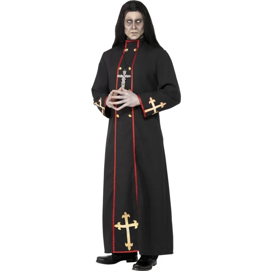 Disfraz de Horror para hombre, Túnica de mago, monje, Pastor Medieval, sacerdote, obispo, ropa de juego de rol para Halloween, vestido de fantasía para fiesta de Carnaval