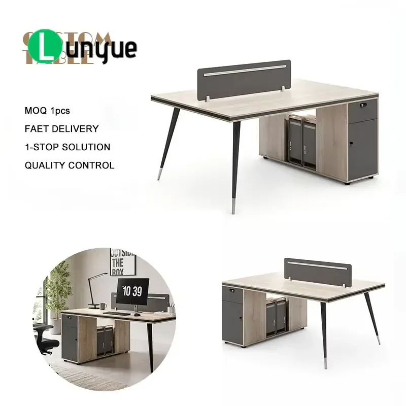 Modern Office Workstation Desk Wooden Construction with Soundproof Panels Smart Storage Ergonomic Layout for Commercial