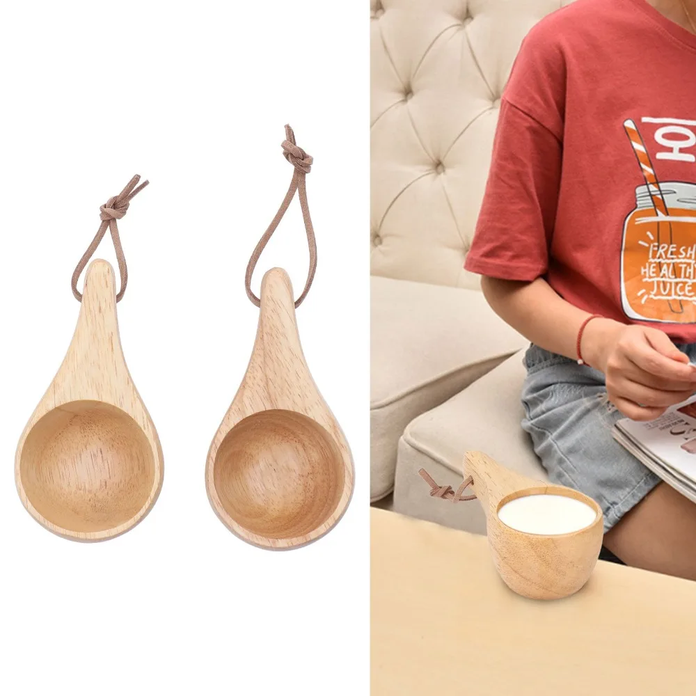 2Pcs Multi Purpose 30ml Milk Cup Wood Practical Beverage Tumbler Polished Outer Solid Drinking Cup Coffee Drinking