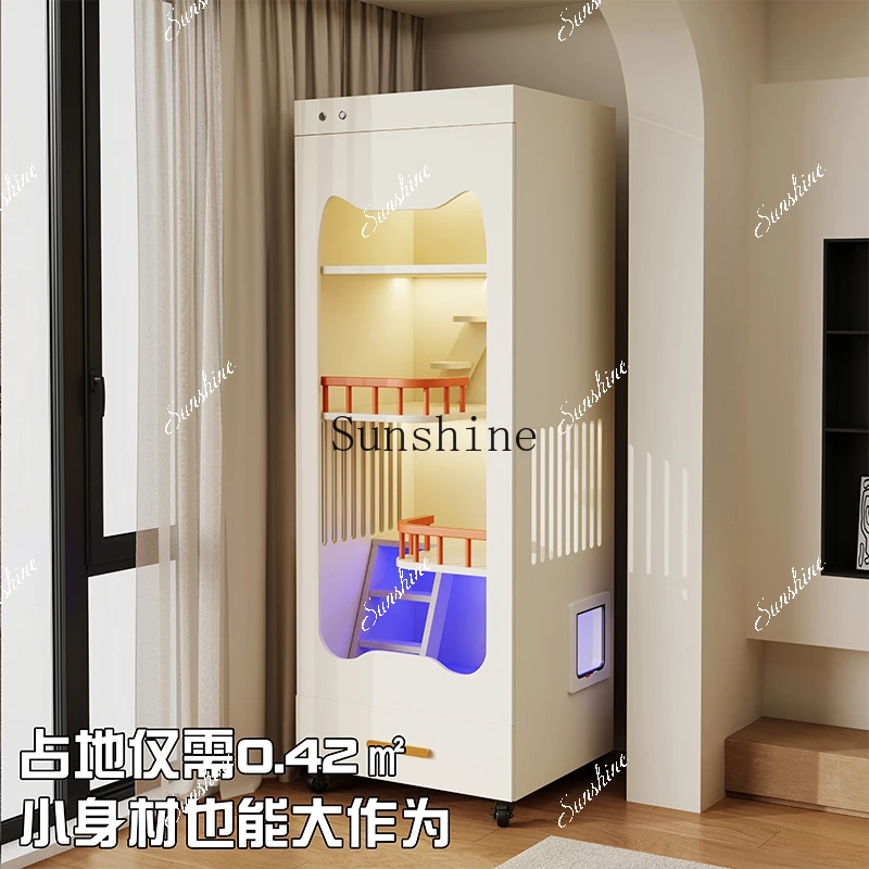 Het neemt geen klein huishouden, binnen multi-kat met toilet geïntegreerd frisse lucht massief hout FT niet in