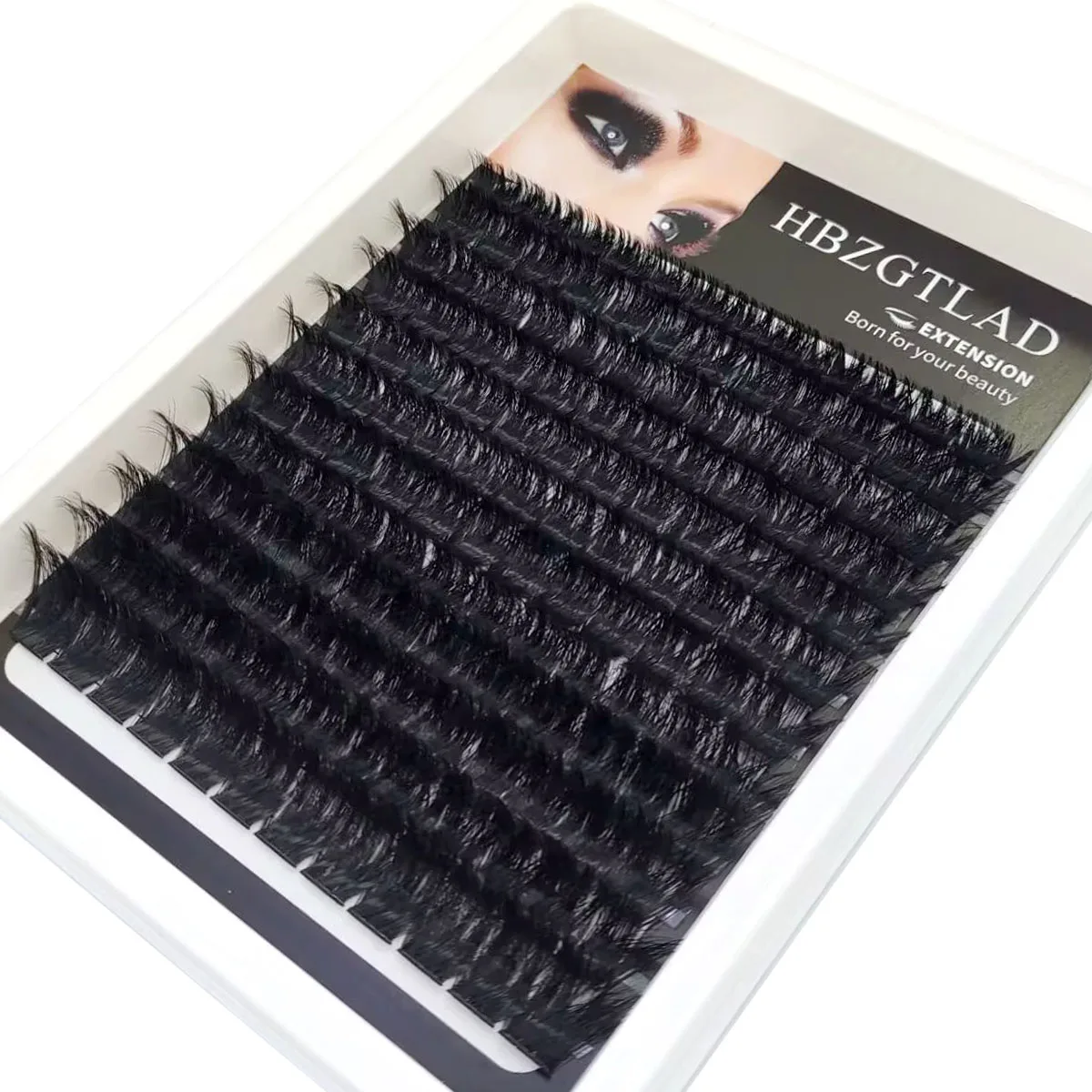 HBZGTLAD Neu 12 Reihen 60-200DMix 8D Flauschige Einzelwimpern-Cluster-Extensions für DIY-Wimpernverlängerung zu Hause, Cluster-Make-up-Wimpern – Detail 5