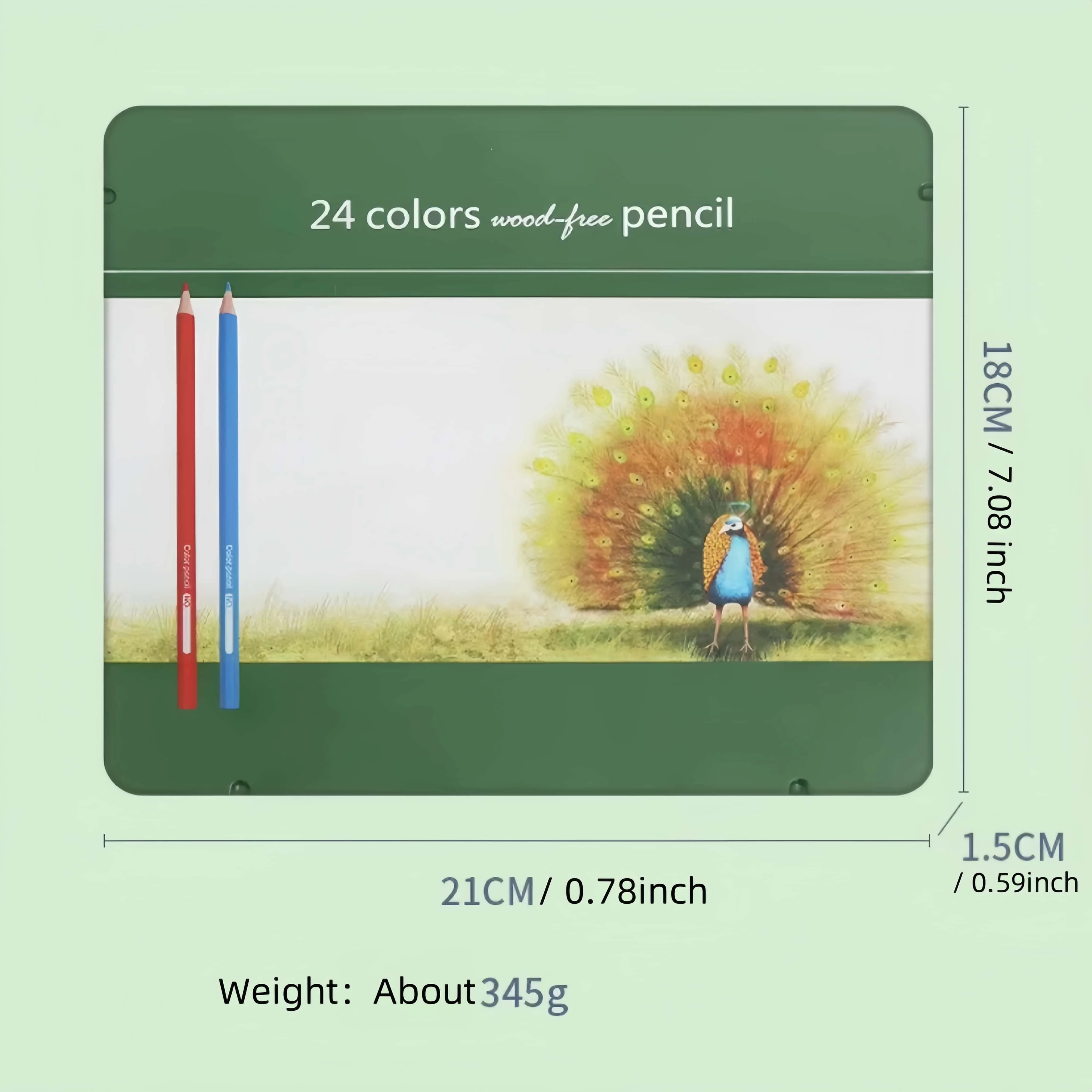 Lápis coloridos com caixa de ferro para crianças, pré-afiados, amigos do meio ambiente, crianças, caneta estudantil, 24 cores