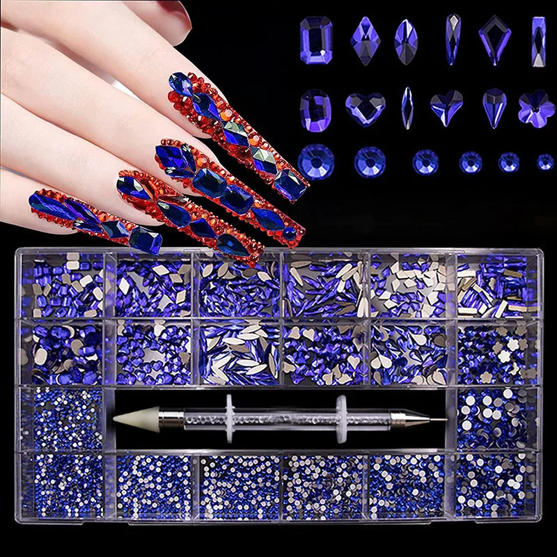 Nail Art Rhinestones Decorations Set Crystal Nail Charms Diamond Diy Alloy Luxury Jewelry Gem Nail Parts Accessories Stones