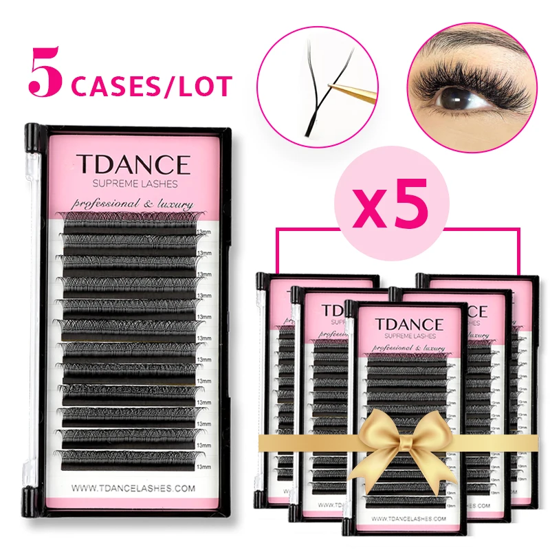 TDANCE 5 cases YY Shape Eyelashes Extension Double Tip soft Lashes Eyelash Cilios Mesh Soft Faux Mink YY Lashes Two Tip Y Lashes