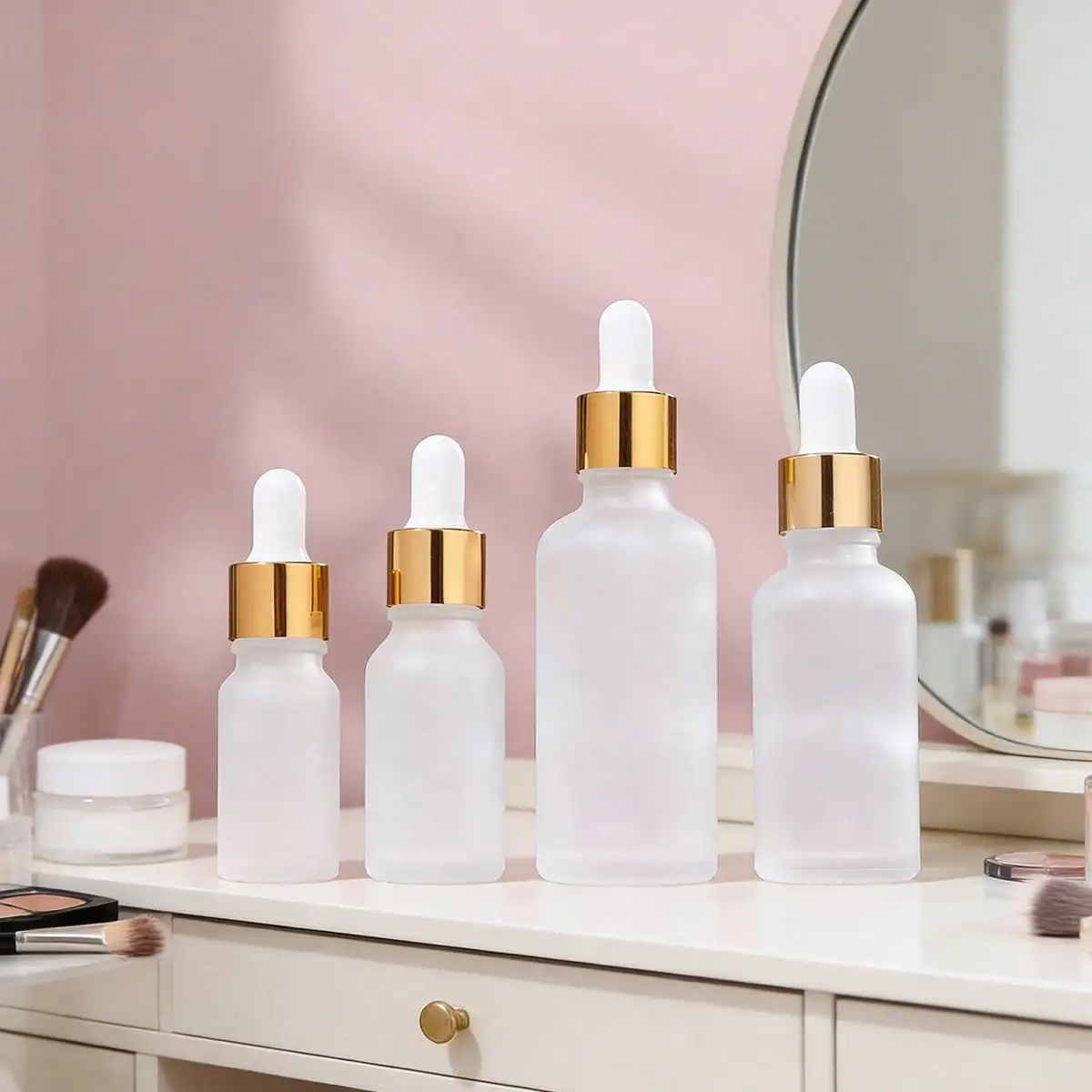 Empty Dropper Bottle Frost Essential Oil Glass Clear Aromatherapy Liquid 10ml 15ml 30ml 50ml Drop for Massage Pipette Refillable