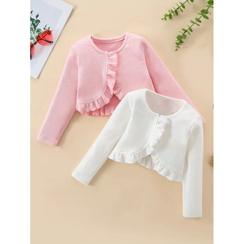 

Kids Knitted Cardigan Girls Open-Shirt Style Spring Fashion Women's Vest Cross-Border Knitwear Soft Cotton Comfortable Fit