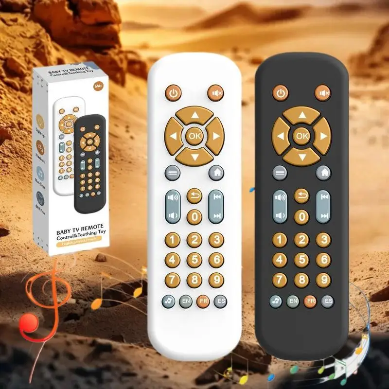 1 قطعة لعبة موسيقية للأطفال عن بعد حسية لعمر 1 2 3 سنوات للأطفال الرضع محاكاة التلفزيون ألعاب التحكم عن بعد مع الموسيقى والضوء