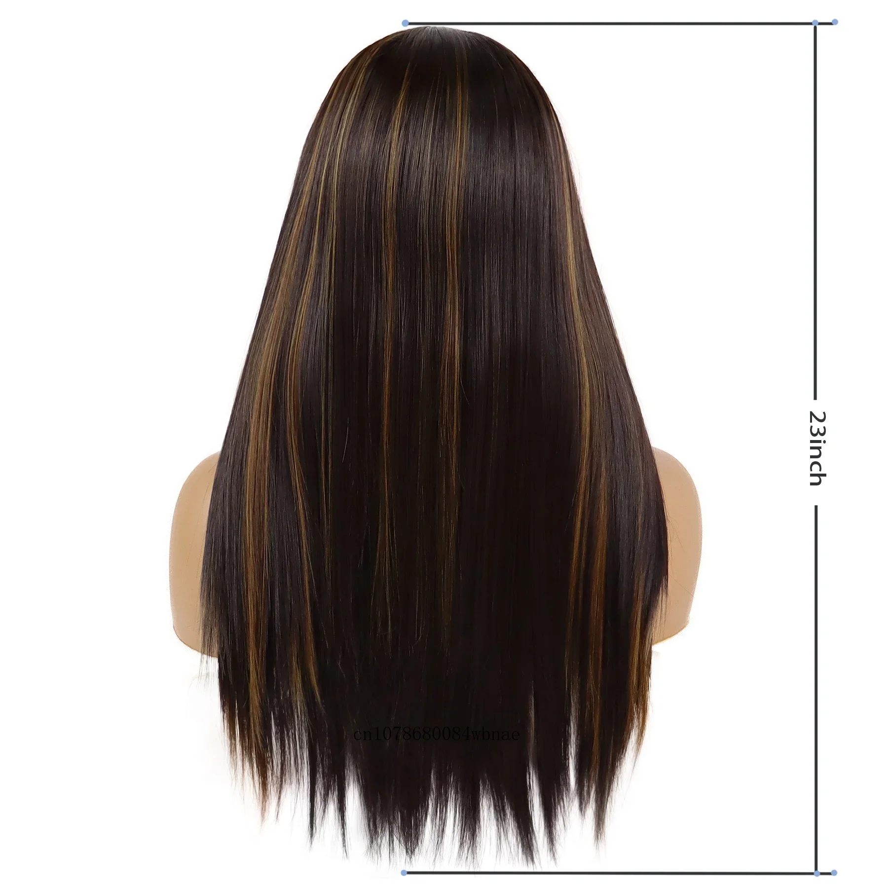 Synthetic Brown Headband Wig for Black Women 23 Inch Long Straight Highlighted Wigs Heat Resistant Natutal Looking Daily Party image 6