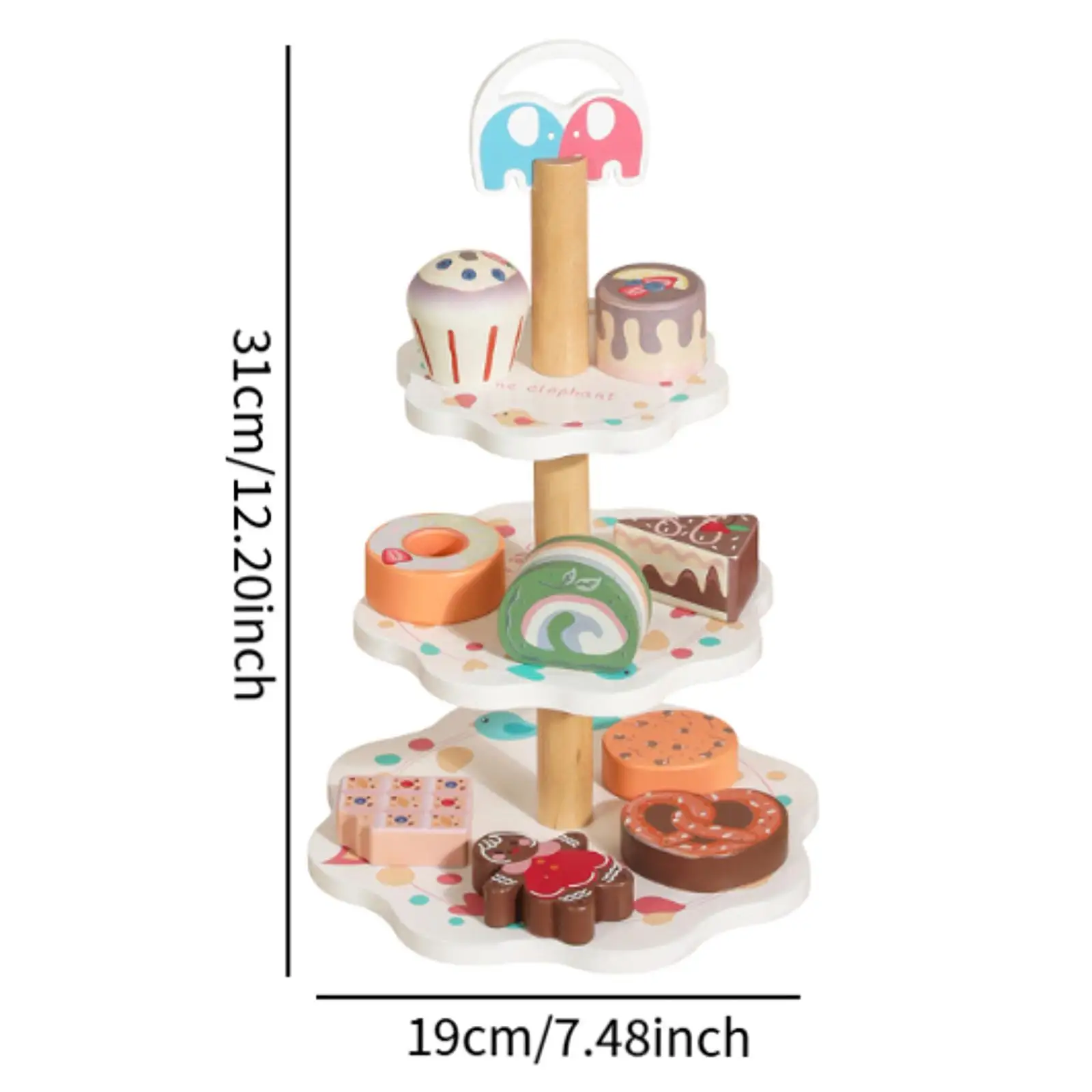 Dessertständer aus Holz, Spielset, Teeparty-Set für kleine Mädchen, Kinder, Kinder