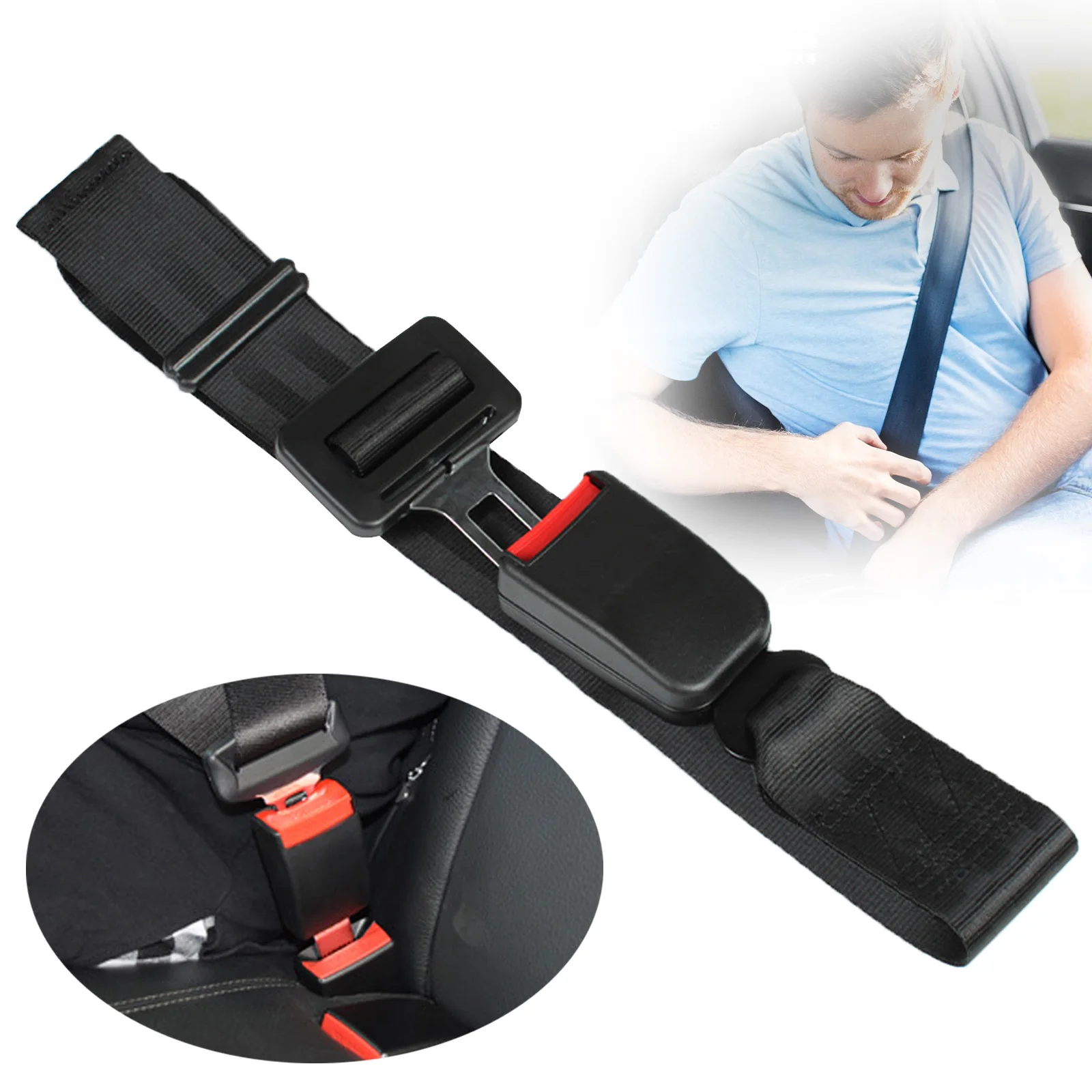 Adjustable Car Seat Belt Buckles Extender Extension 25-80Cm Inch Convenient Car Belt Extension Extender Strap for Audi Bwm Honda