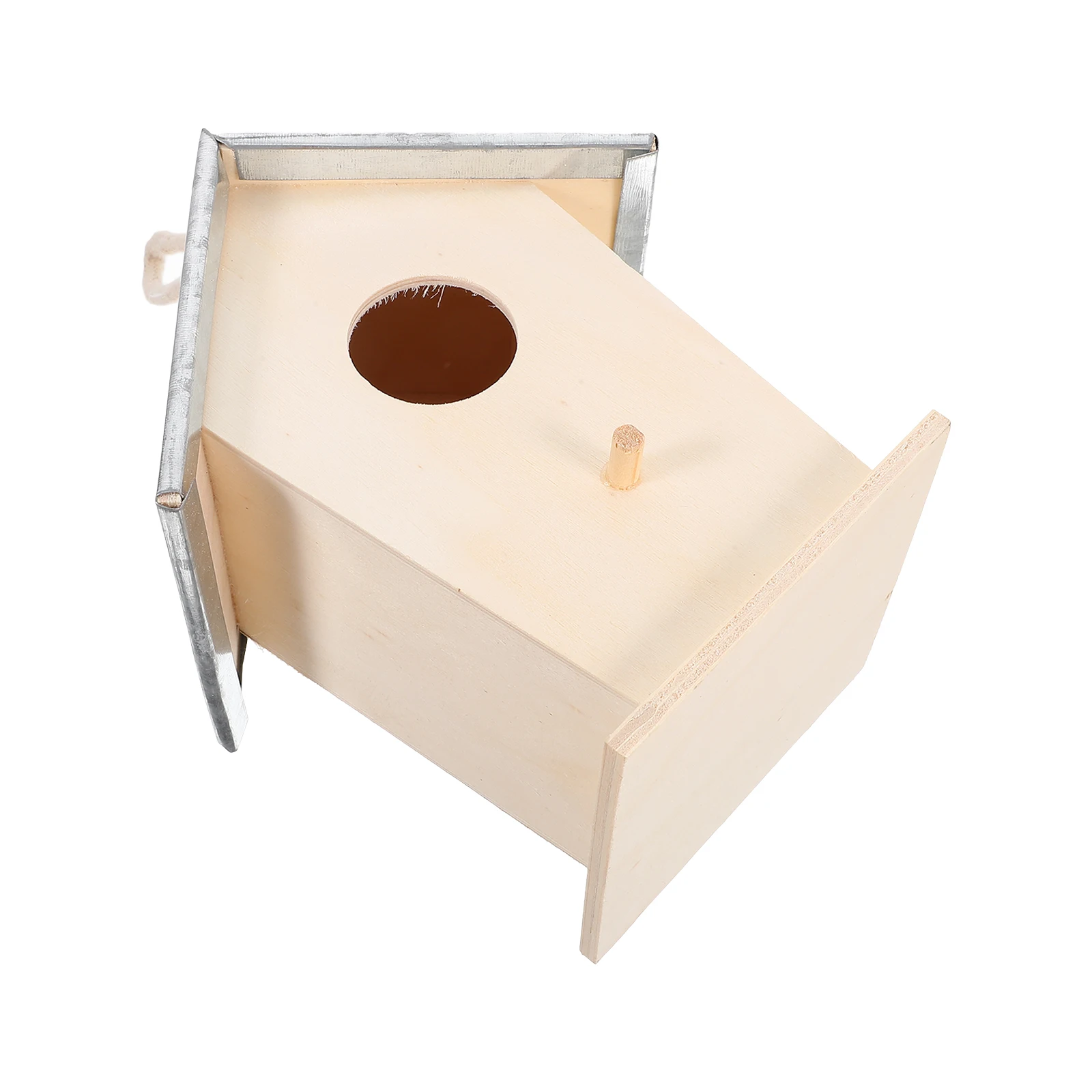 

Wood Bird House Outdoor Metal Reinforced Rainproof Garden Nesting Box for Sparrows Doves Small Birds Hanging Bird House