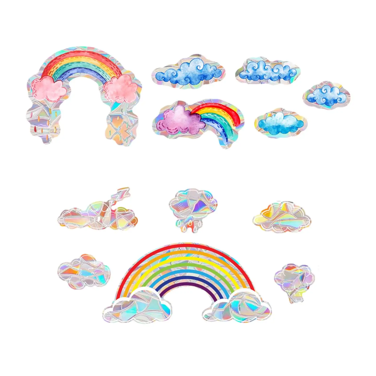 

Clouds and Rainbow Static Window Clings Decals Versatile Glass Sticker